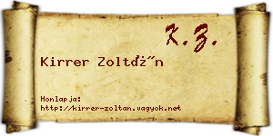 Kirrer Zoltán névjegykártya